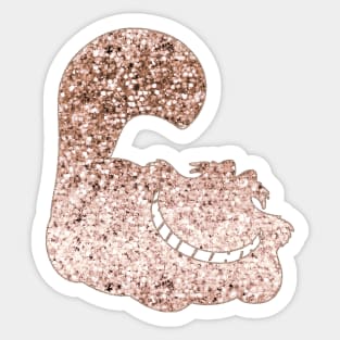 Sparkling rose gold Cheshire Cat Sticker